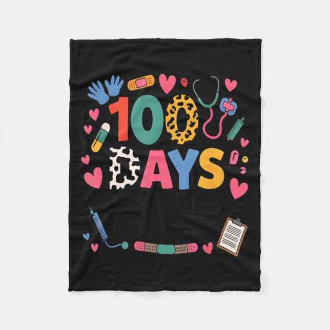 Couverture Polaire Funny School Nurse 100 Days Patching Tiny Humans I (Devant)