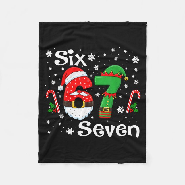 Couverture Polaire Funny Six Seven 67 Meme 6 7 Elf Santa Christmas Pa (Devant)