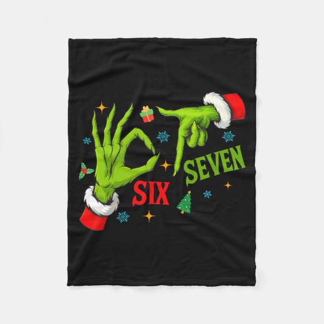 Couverture Polaire Funny Six Seven 6 7 Meme Christmas Funny Hands 6 7 (Devant)