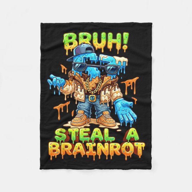 Couverture Polaire Funny Six Seven Meme - Bruh Steal A Brainrot - Fun (Devant)
