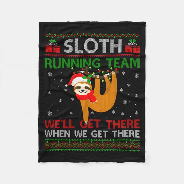 Couverture Polaire Funny Sloth Running Team Xmas Lights Ugly Sloth Ch (Devant)