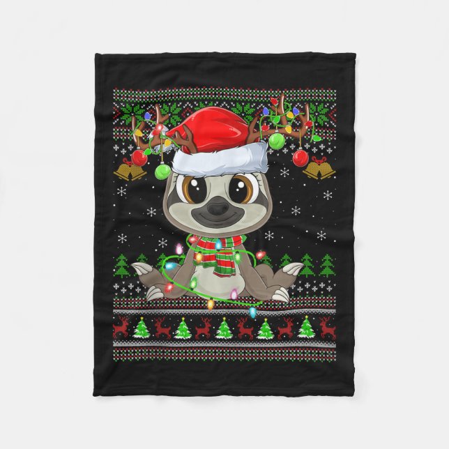 Couverture Polaire Funny Sloth Ugly Christmas Sweaters Holiday Santa  (Devant)