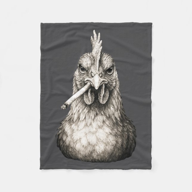 Couverture Polaire Funny Smoking Chicken Cigarette Gen Z Meme Farm An (Devant)