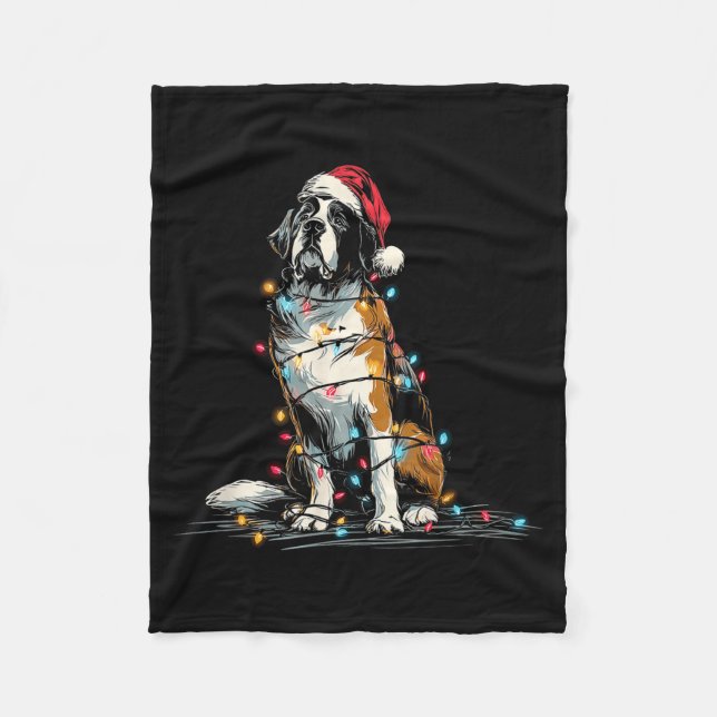 Couverture Polaire Funny St. Saint Bernard Christmas Graphics Dog Lig (Devant)