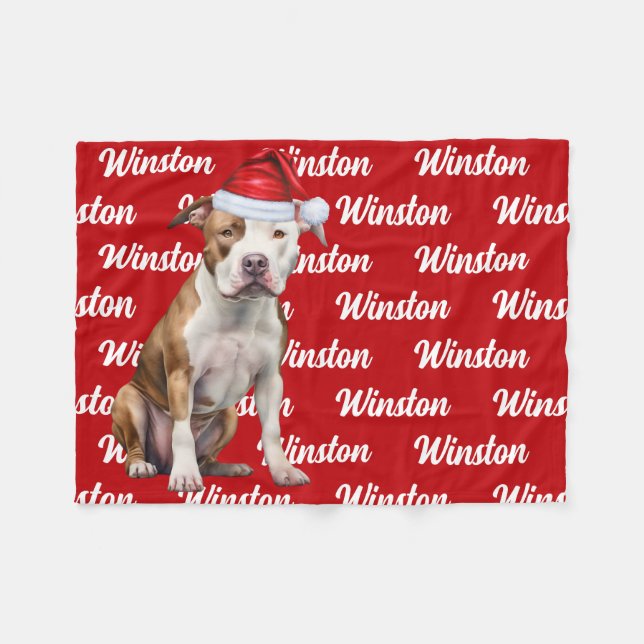 Couverture Polaire Funny Staffordshire Chien Nom du Motif Noël (Devant (Horizontal))