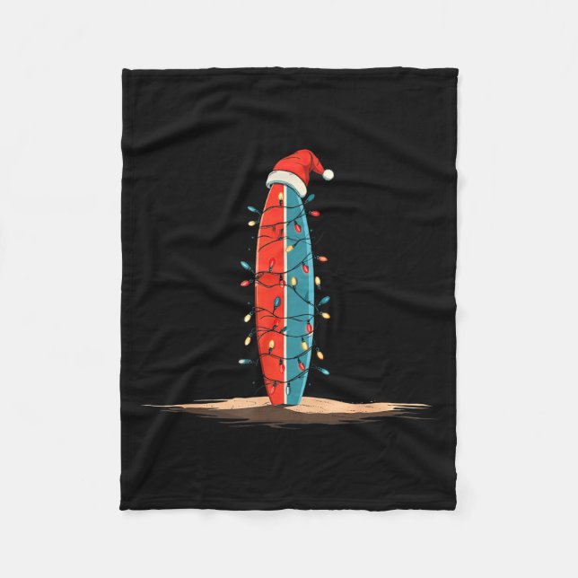 Couverture Polaire Funny Surf Christmas Lights Lover Surfboard Surfin (Devant)