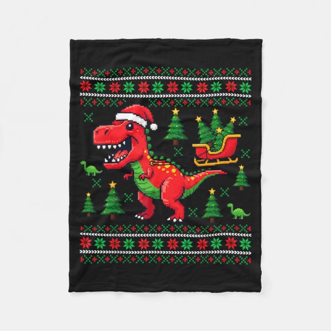 Couverture Polaire Funny T-rex Dinosaur Ugly Christmas Pajama Xmas  (Devant)