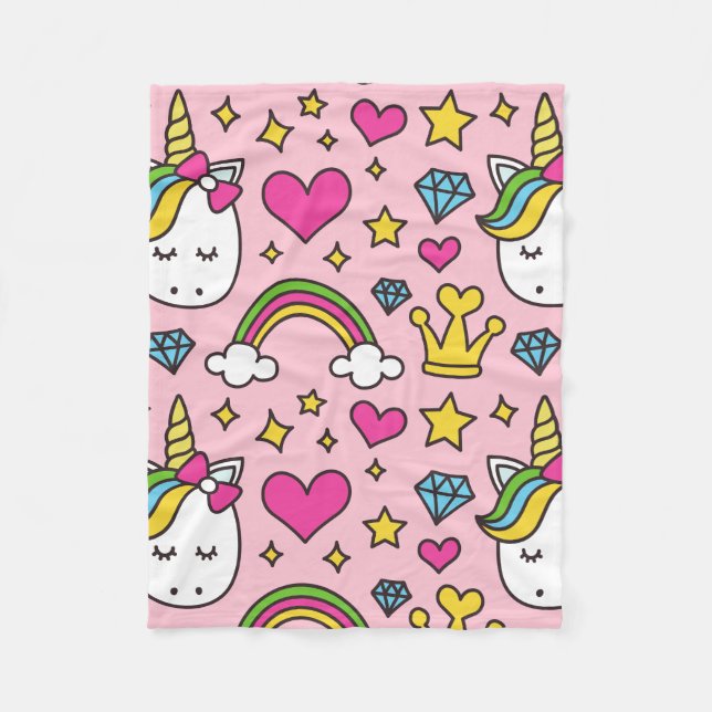 Couverture Polaire Funny Unicorn Motif rose Magique Cheval mignon (Devant)