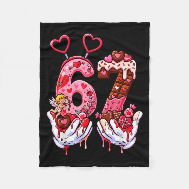 Couverture Polaire Funny Valentine's Day 67 Meme Hands Six Seven Cud  (Devant)