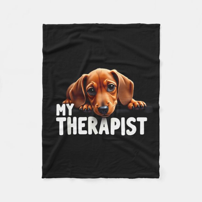 Couverture Polaire Funny Wiener Puppy My Therast Dachshund Dog  (Devant)