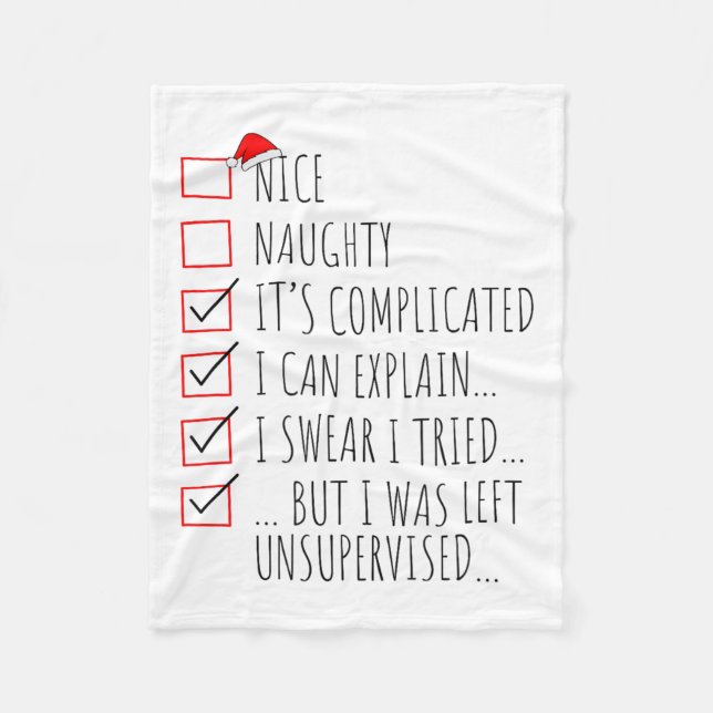 Couverture Polaire Funny Xmas Nice Naughty List I Can Explain I Swear (Devant)