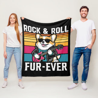 Couverture Polaire Fur-Ever Rock & Roll With A Rockin Corgi