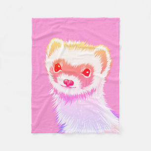 Couverture Polaire Furet Arc-en-Ciel Pastel - Art Mignon d'Animal de