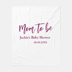 Couverture Polaire Futur maman baby shower nom date rose simple minim