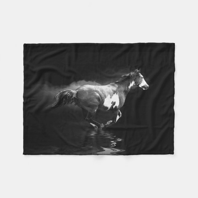 Couverture Polaire Galloping Pinto Horse and Smoke (Devant (Horizontal))