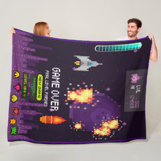 Couverture Polaire Game over purple blanket