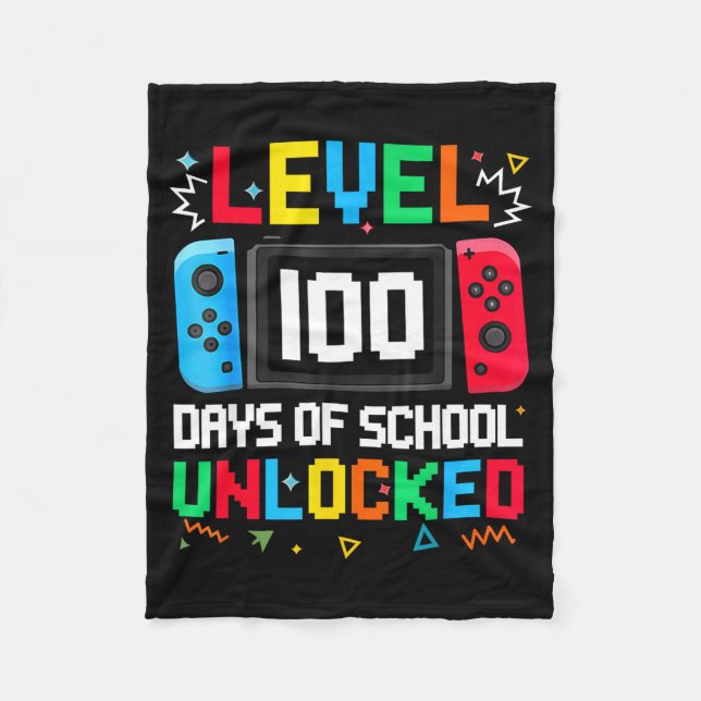 Couverture Polaire Gamer Level Unlocked 100 Days Of School Student Bo (Devant)
