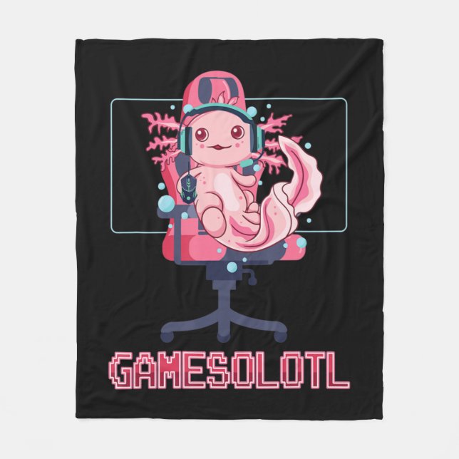 Couverture Polaire Gamesolotl Axolotl Vidéo Gamer Kawaii Anime Jeu (Devant)