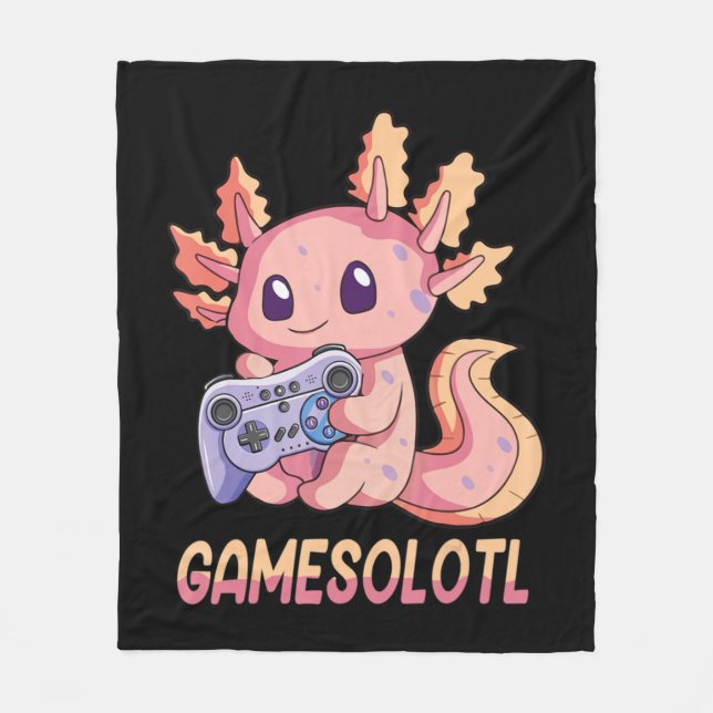 Couverture Polaire Gamesolotl Axolotl Vidéo Gamer Kawaii Pastel Goth (Devant)