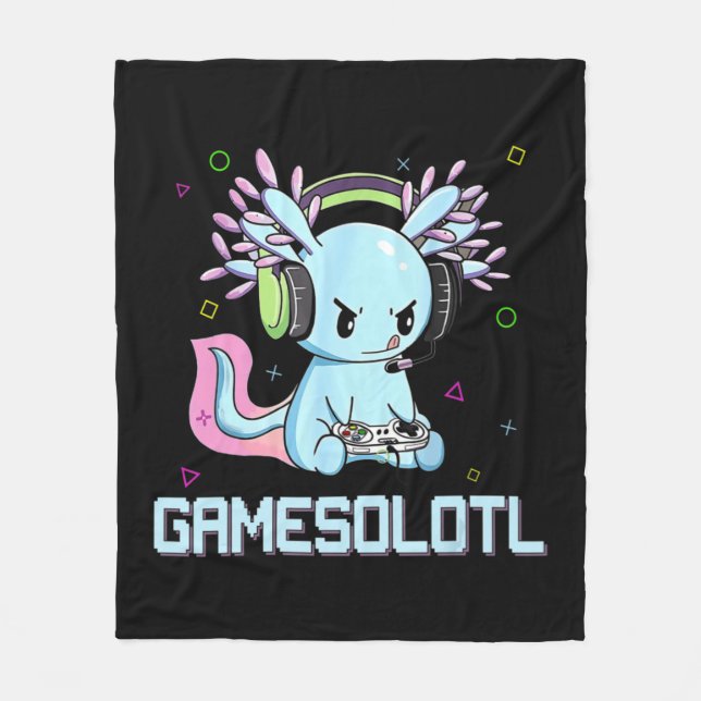 Couverture Polaire Gamesolotl Cute Axolotl Vidéo Gamer Kawaii Anime B (Devant)
