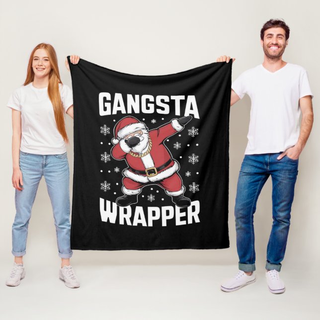 Couverture Polaire Gangsta Wrapper Dabbing Père Noël Noël (En situation)