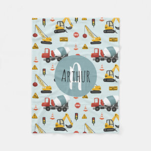 Couverture Polaire Garçons Bleu Cute Digger Motif de construction