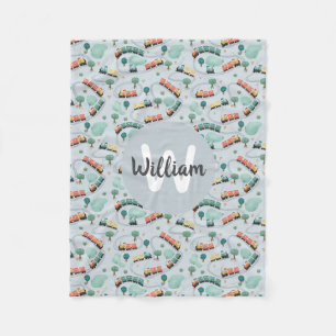 Couverture Polaire Garçons Bleu mignon Voyage Monogramme Motif Enfant