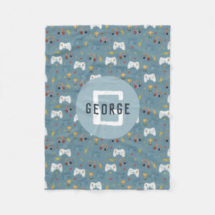 Couverture Polaire Garçons Blue Vidéo Jeu Enfants Cool Monogramme