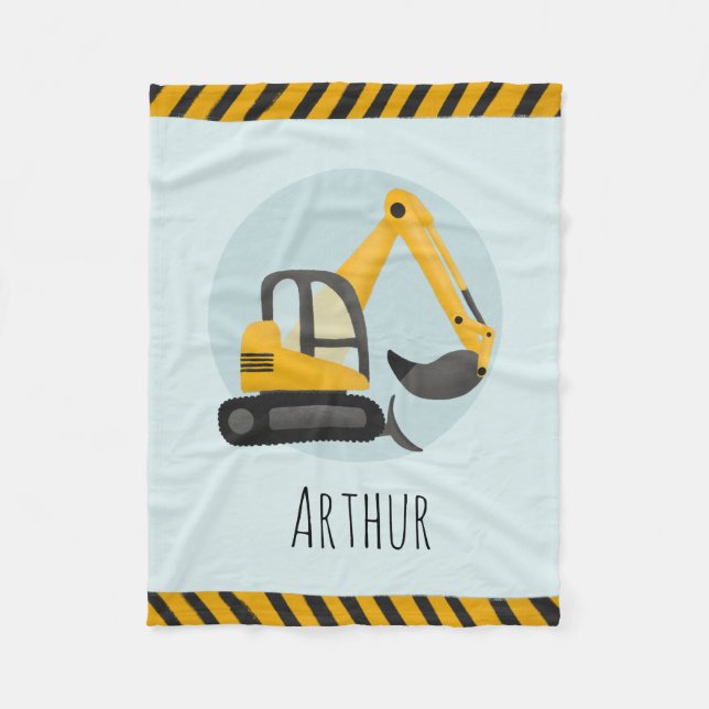 Couverture Polaire Garçons Cute Blue Construction Digger Enfants (Devant)