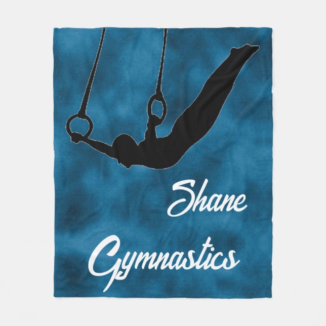 Couverture Polaire Garçons Gymnastique Anneaux Cool Bleu Personnalisé (Devant)