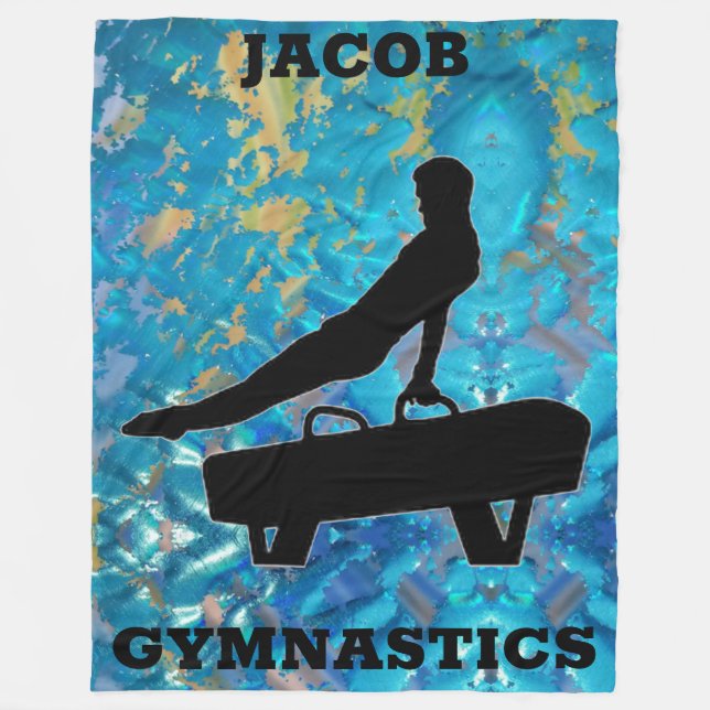 Couverture Polaire Garçons Gymnastique Green Blue Pommel Horse (Devant)