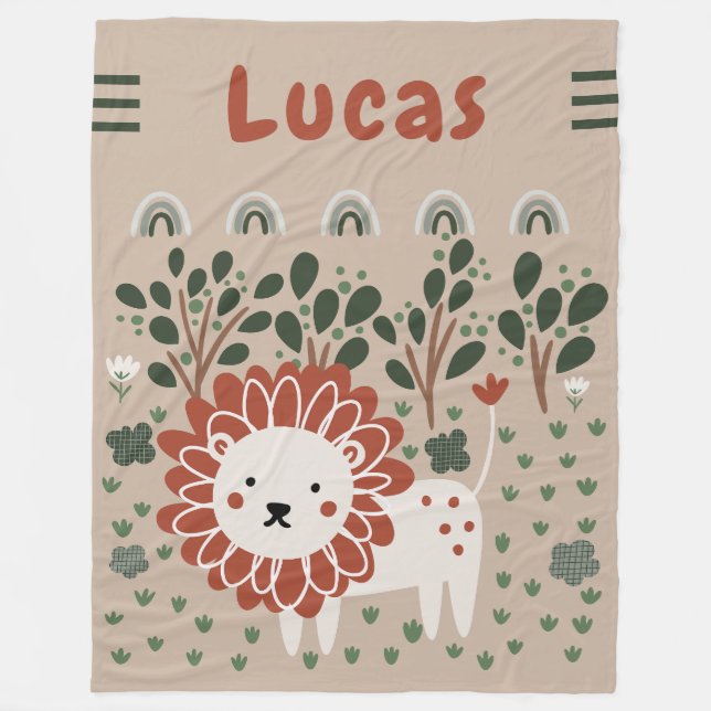 Couverture Polaire Garçons Lion Safari Pastel Jungle Toddler (Devant)