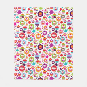 Couverture Polaire Gâteau de tasse et pot mignons de thé