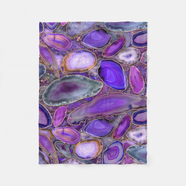 Couverture Polaire Geodes cristal motif - violet et violet (Devant)