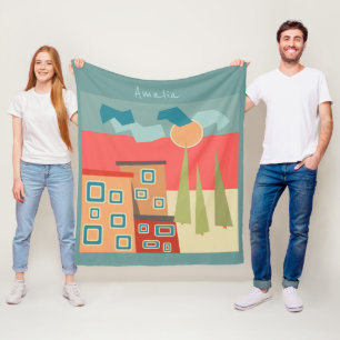 Couverture Polaire Géomètre de paysage artistique minimaliste moderne