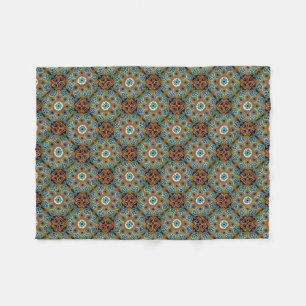 Couverture polaire géométrique bleu vert et bronze
