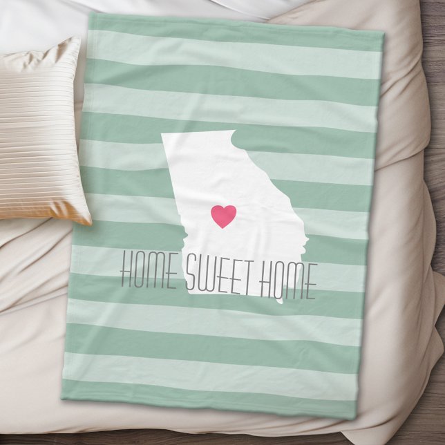 Couverture Polaire Géorgie Carte Accueil État Amour avec coeur person (State Personalized Fleece Blanket)