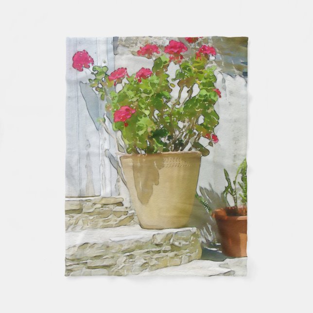 Couverture Polaire Géranium de couleur rouge (Devant)