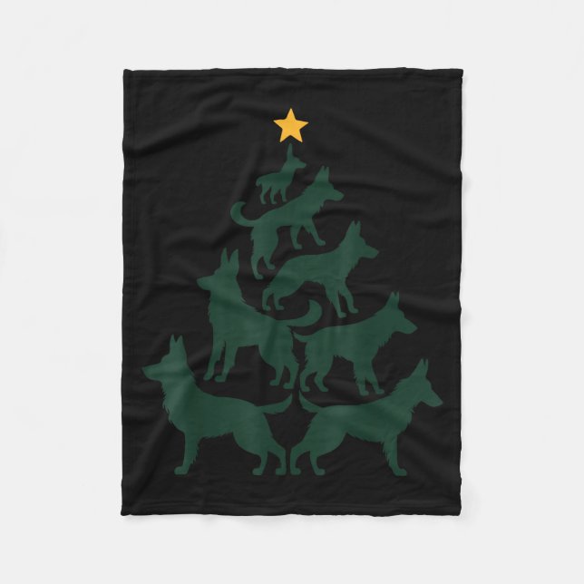 Couverture Polaire German Shepherd Christmas Tree Funny Gsd Dog Mom D (Devant)