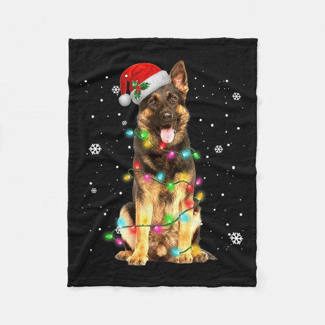 Couverture Polaire German Shepherd Dog Tree Christmas Sweater Xmas Do (Devant)