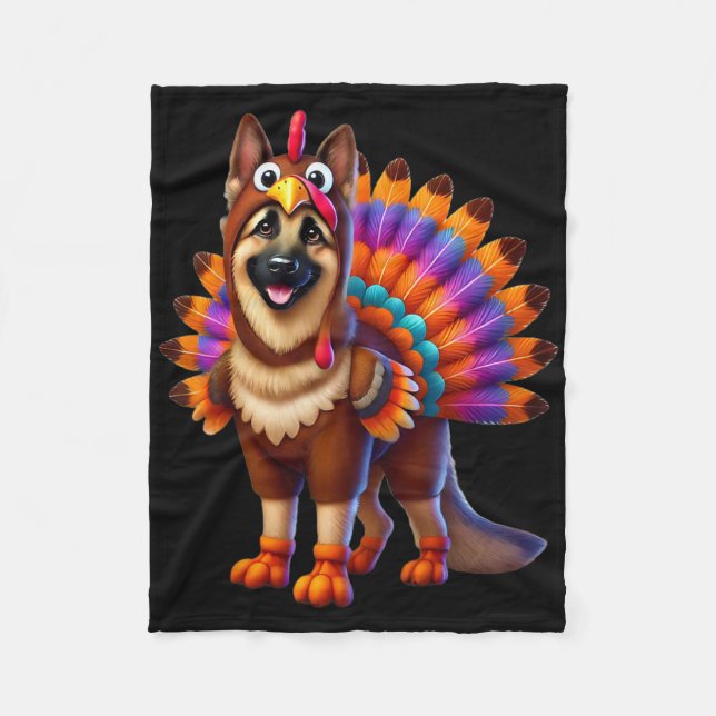 Couverture Polaire German Shepherd Turkey Funny Thanksgiving Animal D (Devant)