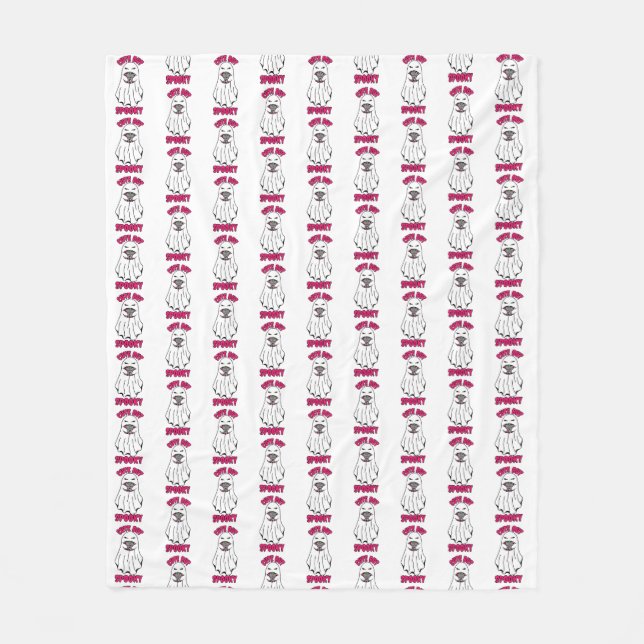 Couverture Polaire Ghost d'Halloween mignon mais Éffrayant tenant un  (Devant)