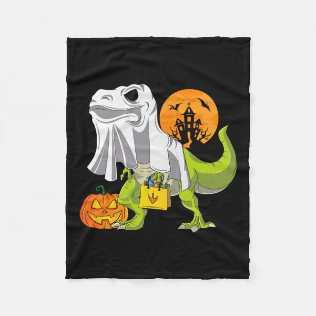 Couverture Polaire Ghost Dinosaur Drôle T Rex Halloween Pour Les Garç (Devant)