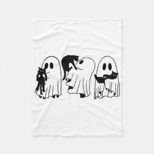 Couverture Polaire Ghost Holding Chat noir Funny Halloween Amoureux d