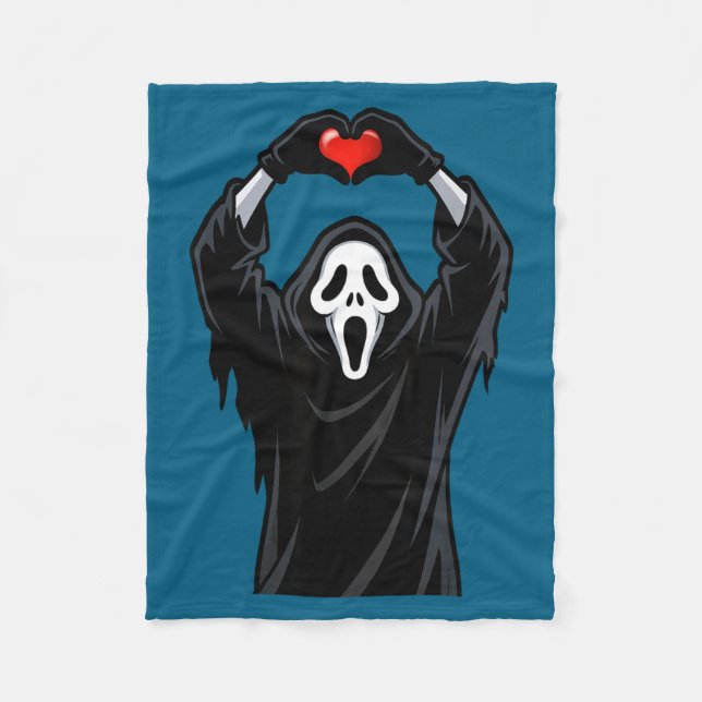 Couverture Polaire Ghost Red Heart Hands Y Face Halloween Valentines  (Devant)