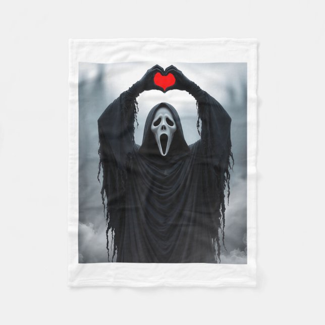 Couverture Polaire Ghost Red Heart Hands Y Face Halloween Valentines  (Devant)