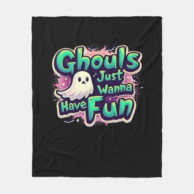 Couverture Polaire Ghouls veut juste s'amuser - Retro Halloween (Devant)