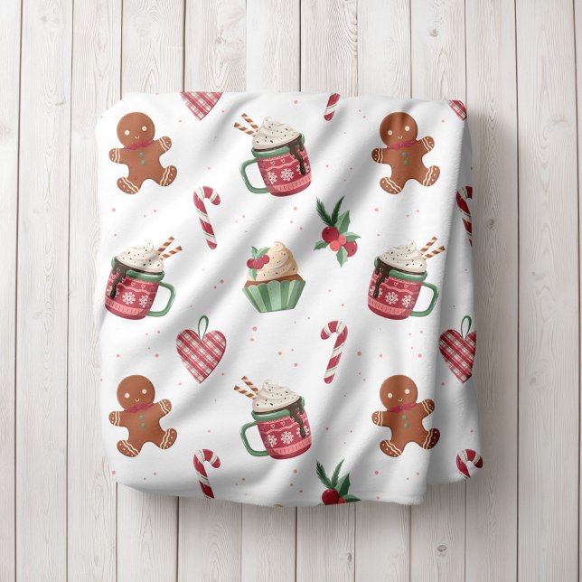 Couverture Polaire Gingerbread and Hot Cocoa Christmas Fleece Blanket (Créateur téléchargé)