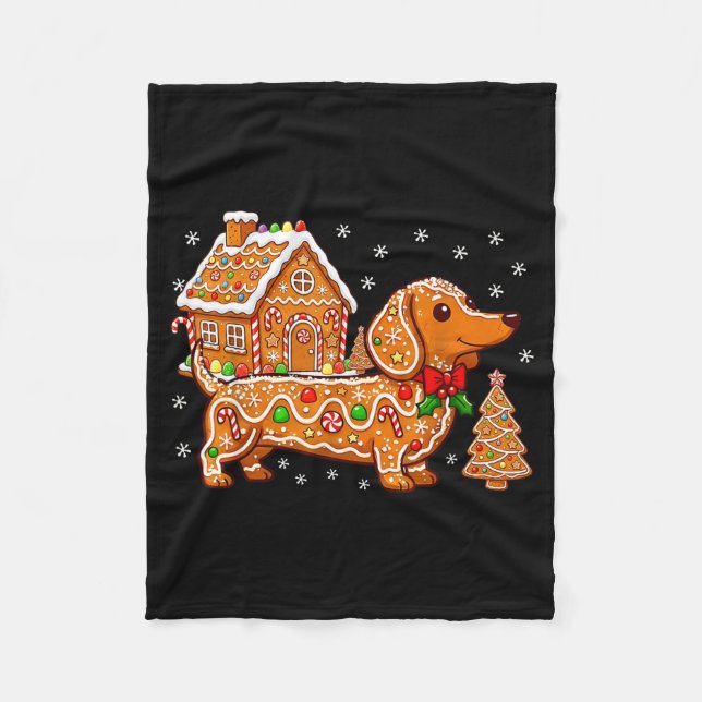Couverture Polaire Gingerbread Dachshund Christmas Tree House Cookie  (Devant)