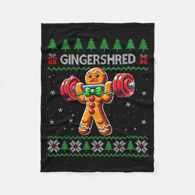 Couverture Polaire Gingershred Gym Christmas Ugly Sweater Gingerbread (Devant)